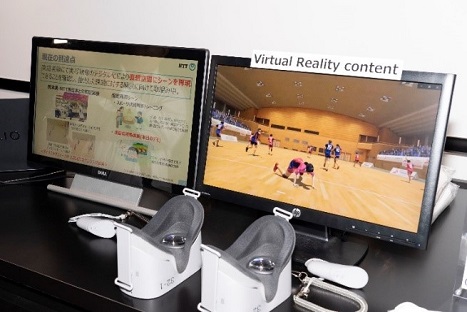 写真２２：ハンドボールの試合映像から作成されたVRコンテンツが展示