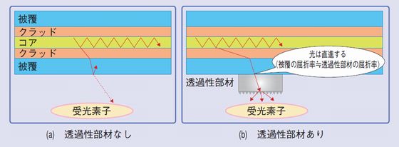 ファイバからの漏洩光伝播