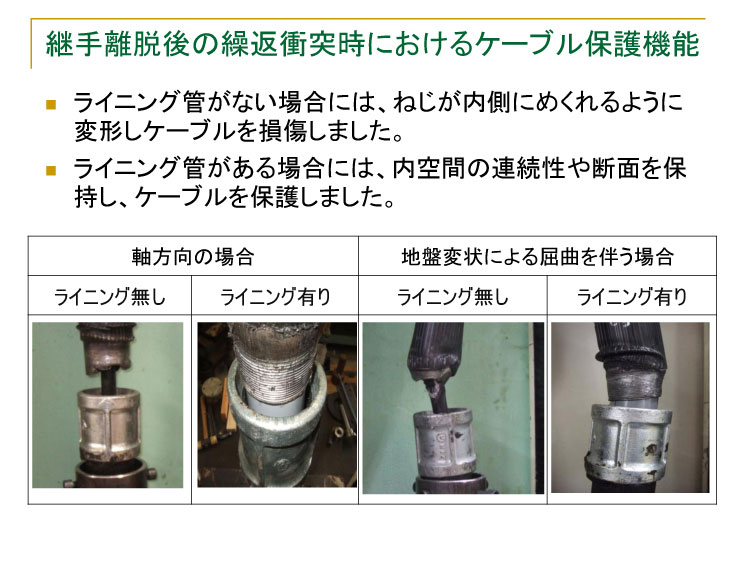 継手離脱後の繰返衝突時におけるケーブル保護機能
