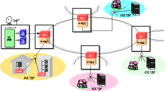 図１　本システムを用いた映像配信網の概略図
