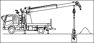 図４　穴掘建柱車による施工