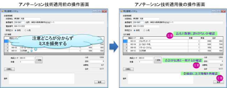図2　アノテーション表示による注意喚起