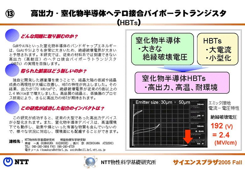 高出力・窒化物半導体ヘテロ接合バイポーラトランジスタ