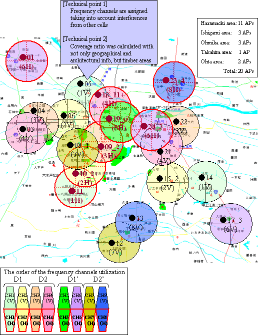 Fig. 11 Example of radio zone design for Haramachi city