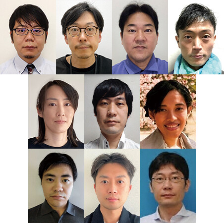 （上段左から）阿部　直人／千明　裕／小合　健太／望月　崇由（中段左から）石井　陽子／永徳　真一郎／Lidwina Andarini（下段左から）鈴木　克洋／野本　済央／深山　篤